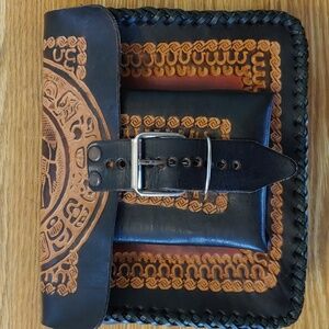 Handmade leather handbag and sandals